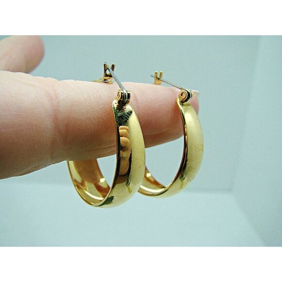 Lot of 3 Hoop and Semi Hoop Gold Tone Pierced Earrings 1" Minimalist - Picture 3 of 12
